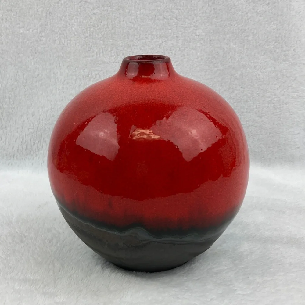 Crate & Barrel Small Red Reactive Vase 5.5”